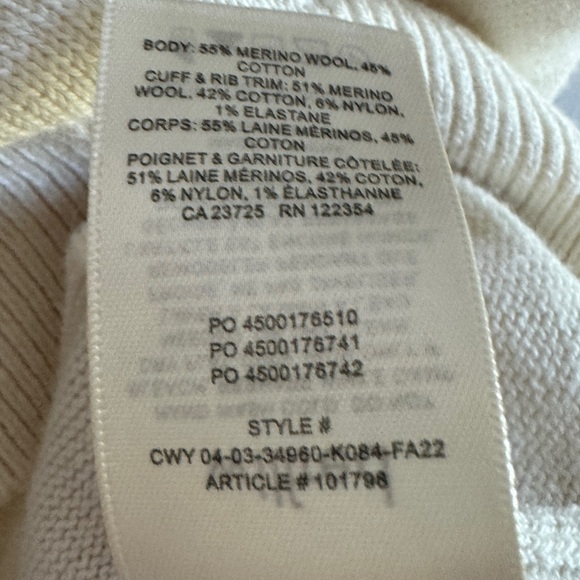 Wilfred Clara Sweater Large Light Birch Ivory Polo Merino Wool Cotton Aritzia - Picture 7 of 14